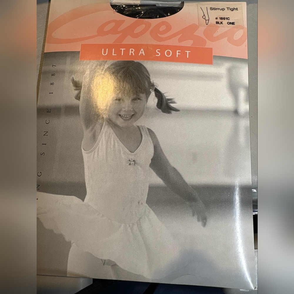 Capezio Ultra Soft Kids Ballet Stirrup Tights - Black 1816C, Size 8-12